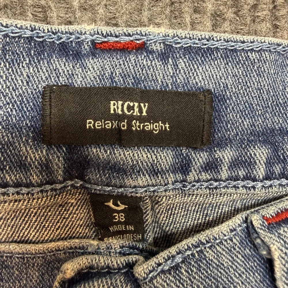 True Religion Ricky Mens 38x33 Relaxed Straight Jeans Horseshoe Denim Y2K